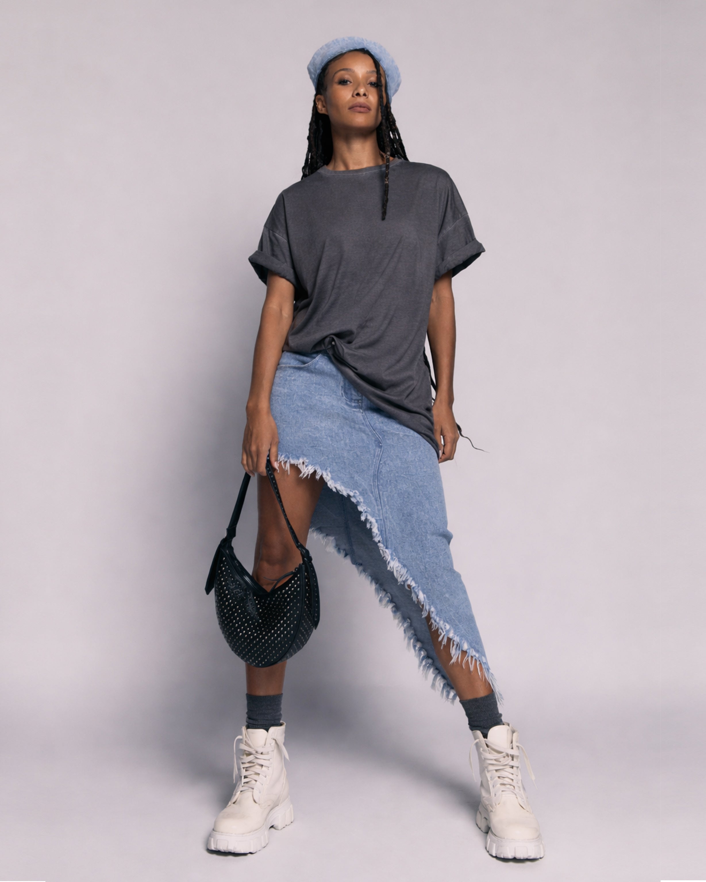 Jeans asymmetric skirt