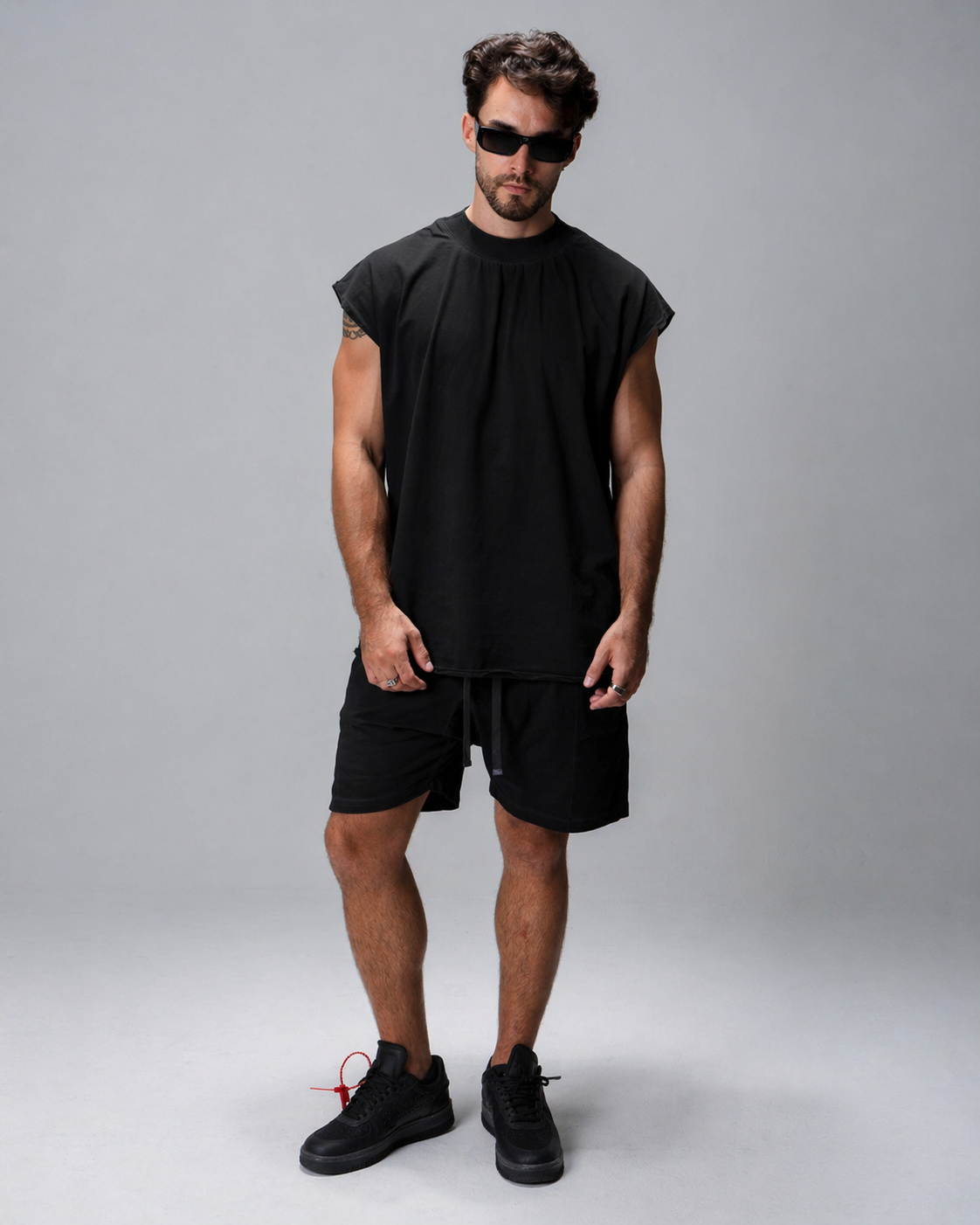 Boxer Shorts With White Drawstring In black