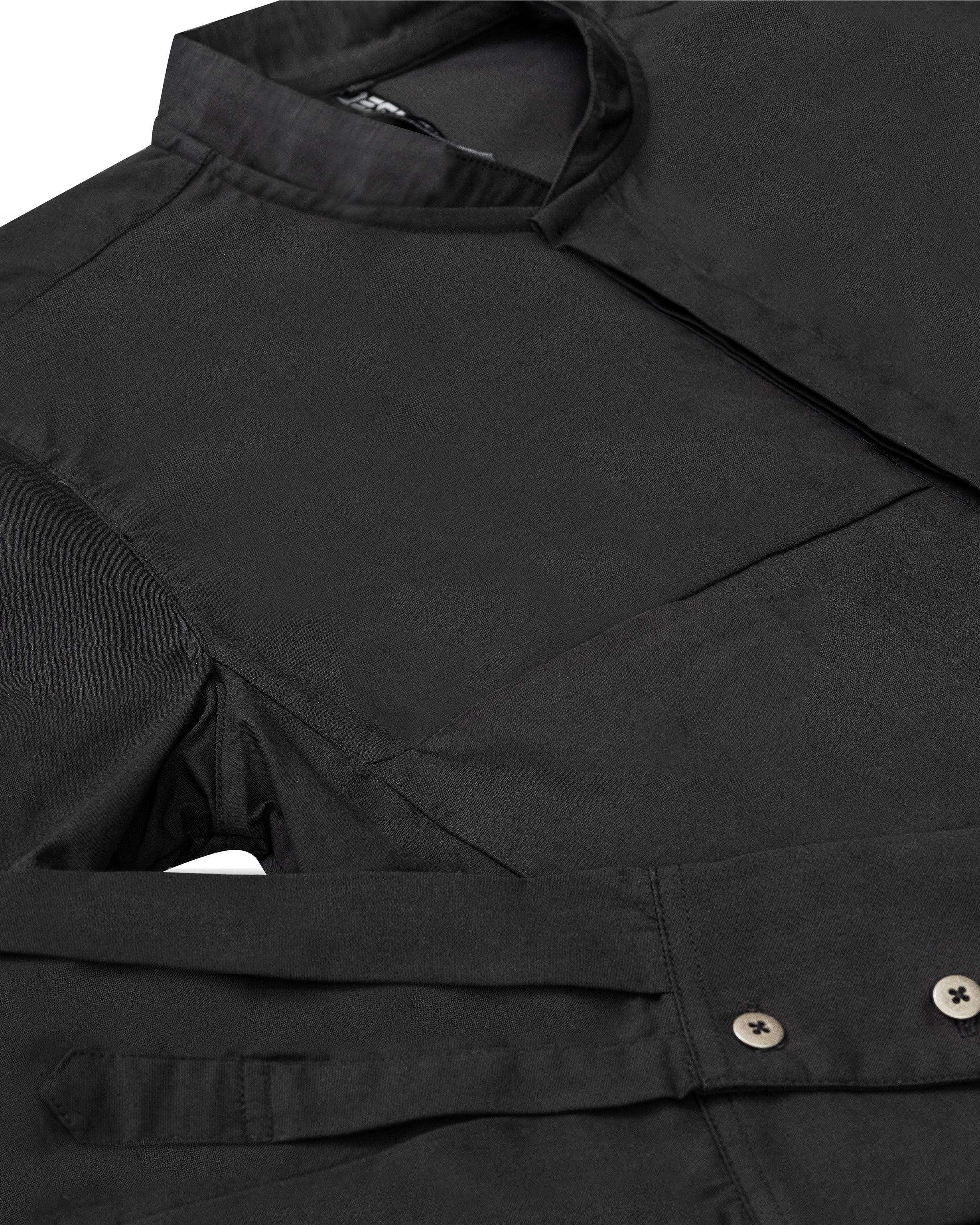 Stretchy cotton button up shirt in black