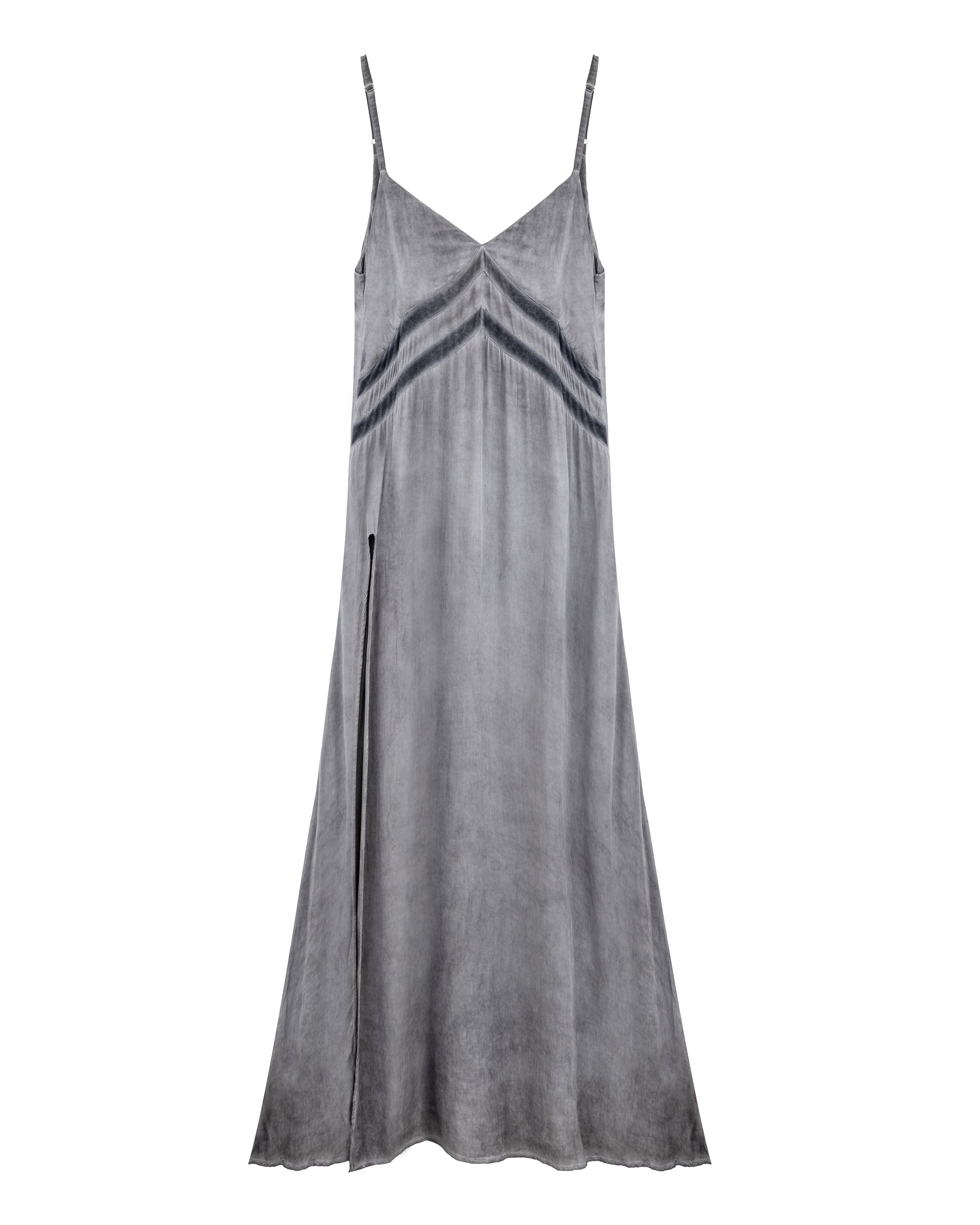 Maxi dress front split in grey