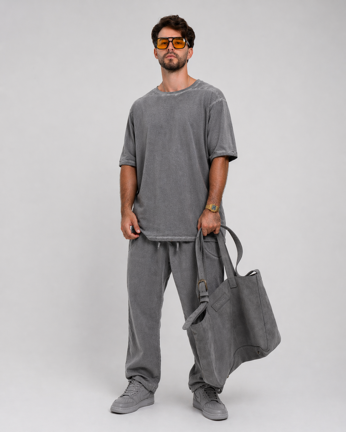 Offset seam T-shirt in grey