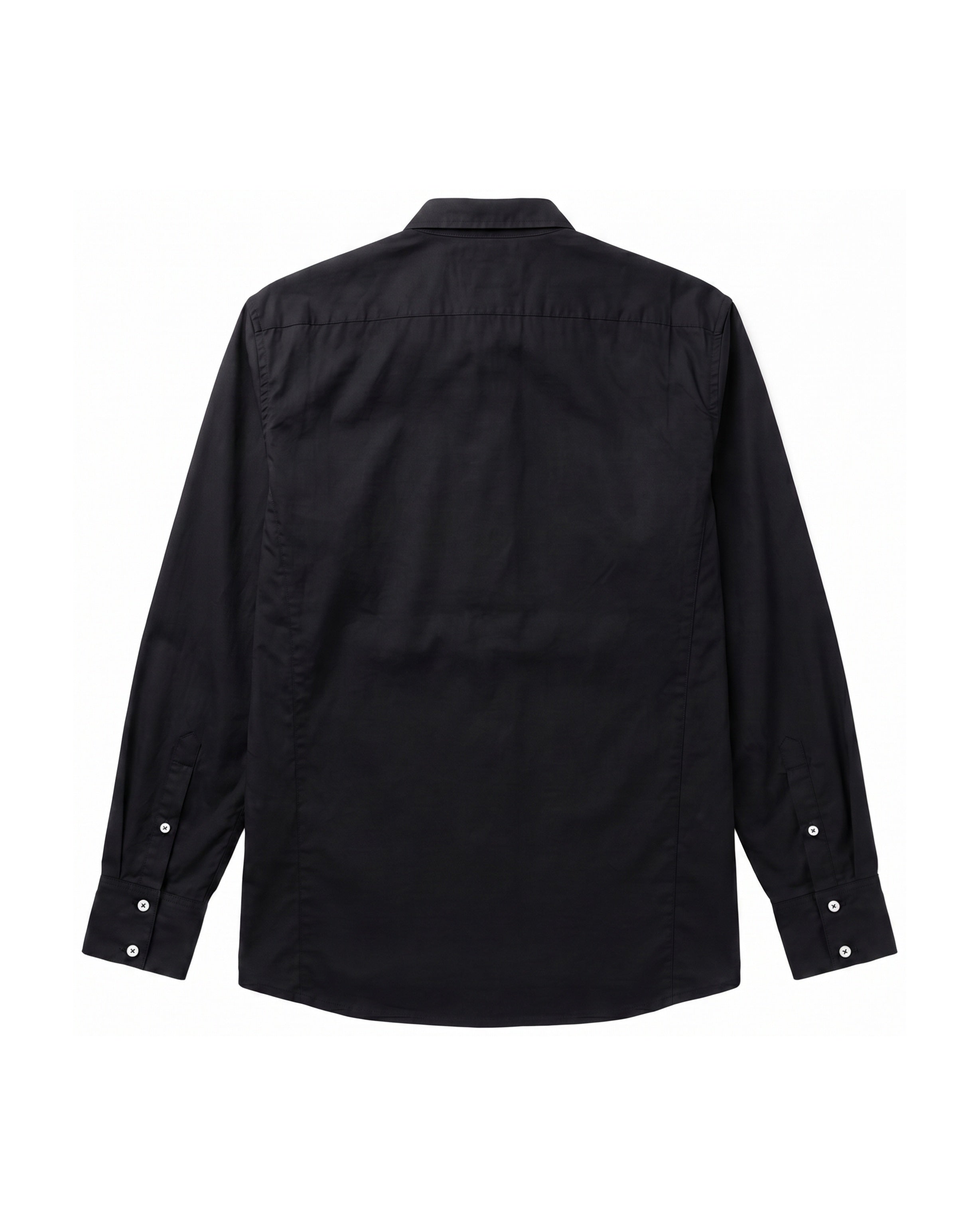 Stretch Cotton Button-Up Shirt in Black