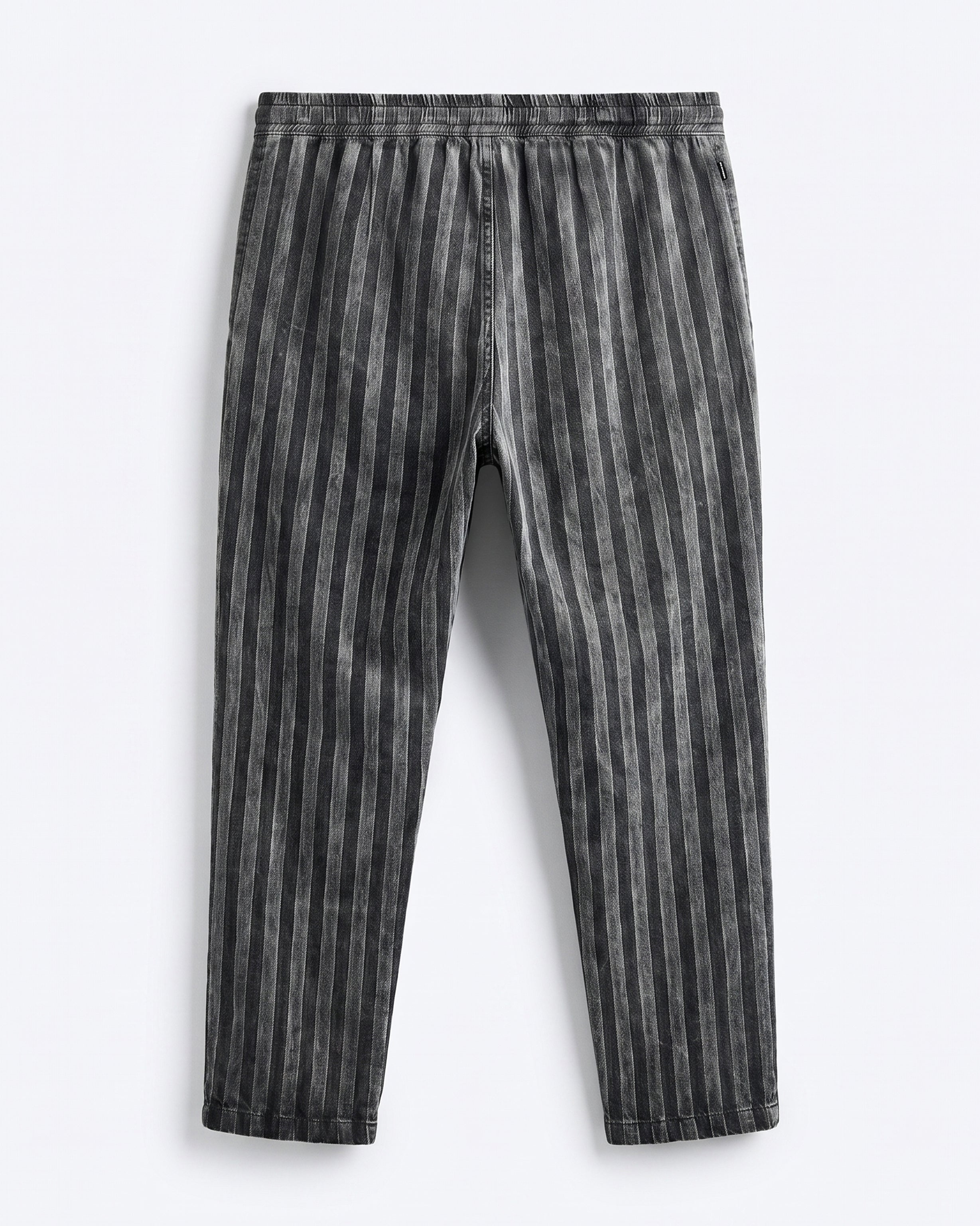 Stripy Pants with Elastic Drawstring in Grey