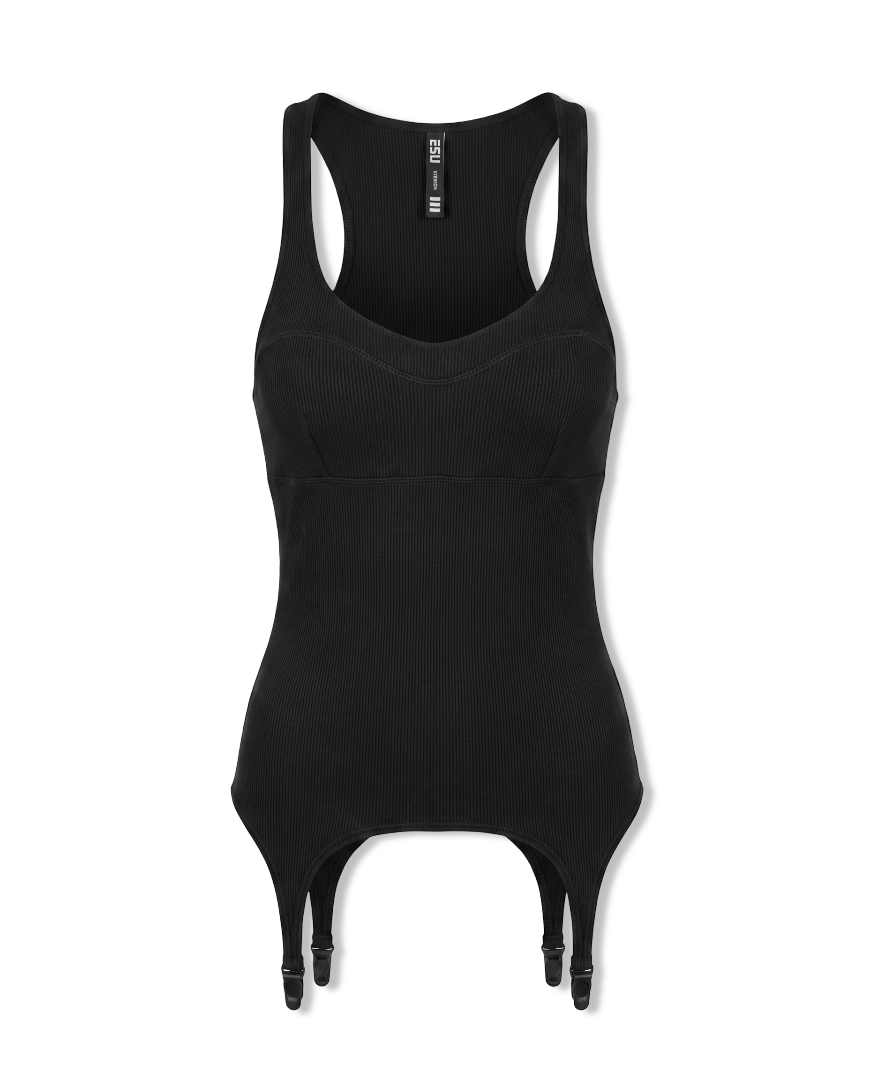 Suspender Rib Top in Black