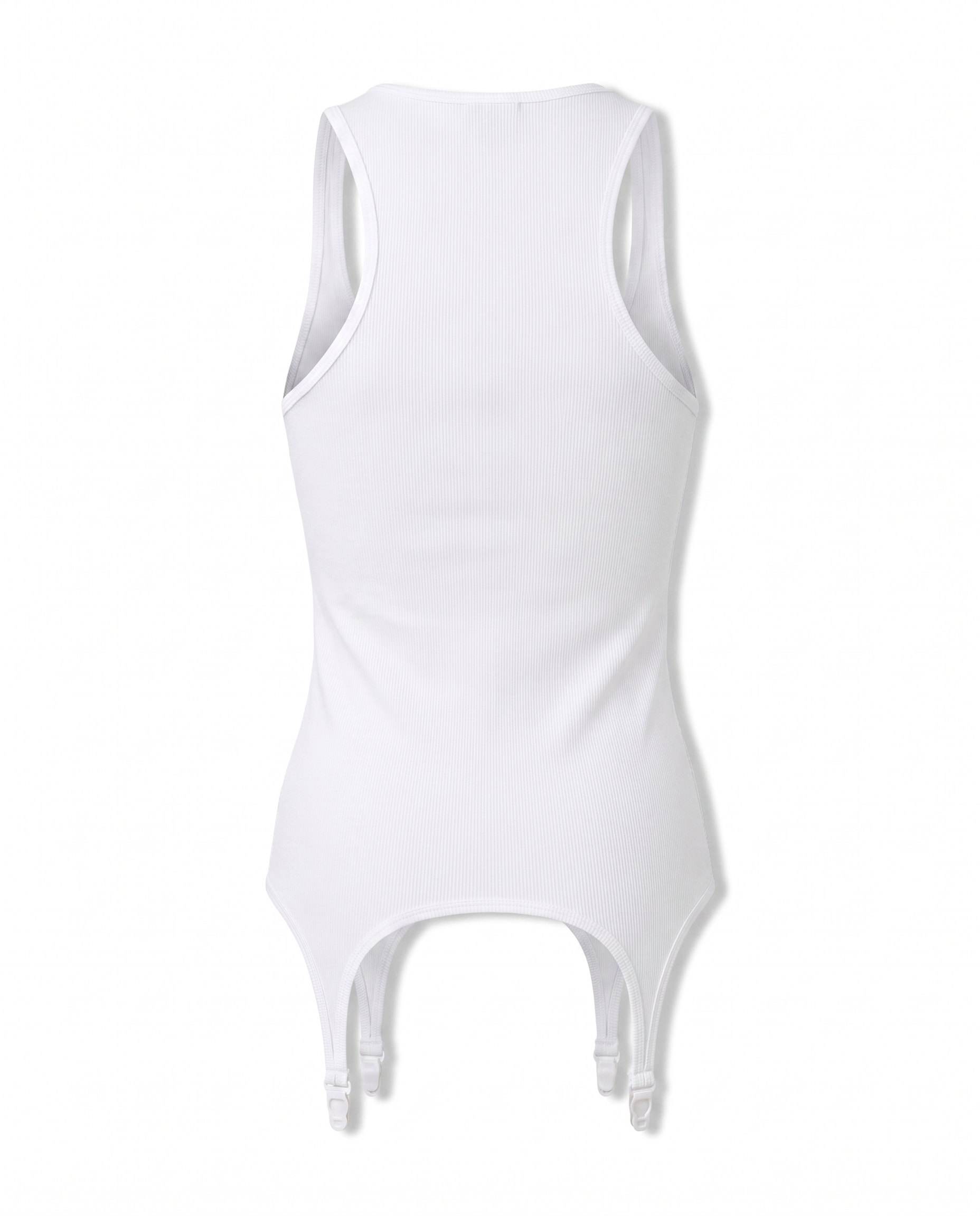 Suspender Rib Top in White