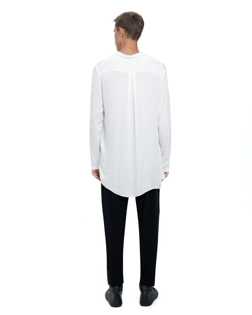 Sateen Long sleeve shirt in white - DESU clothing