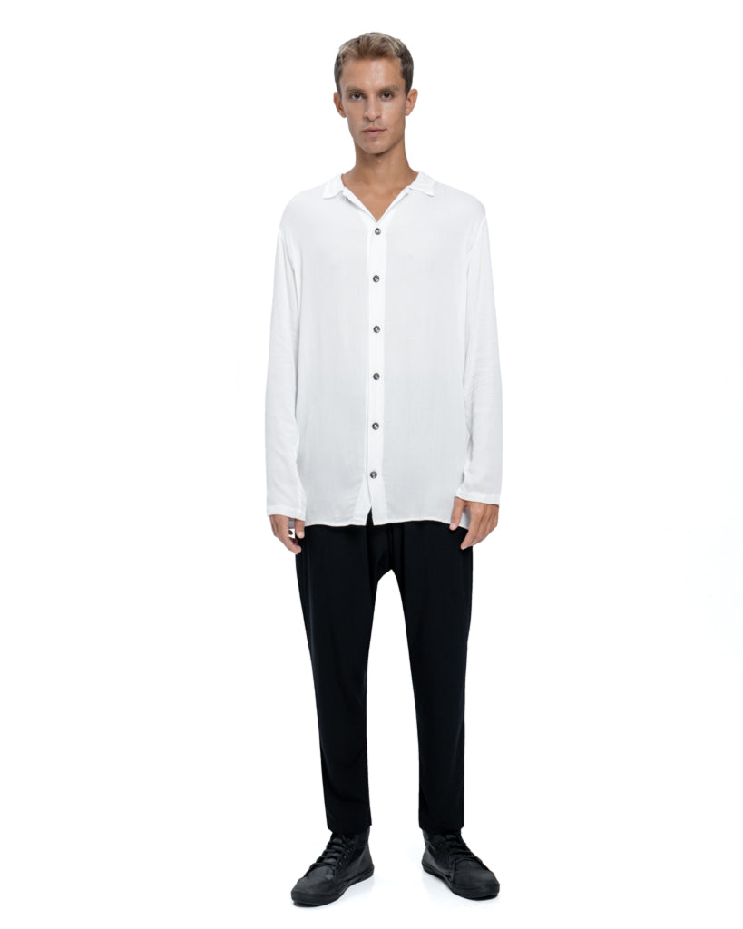 Sateen Long sleeve shirt in white - DESU clothing