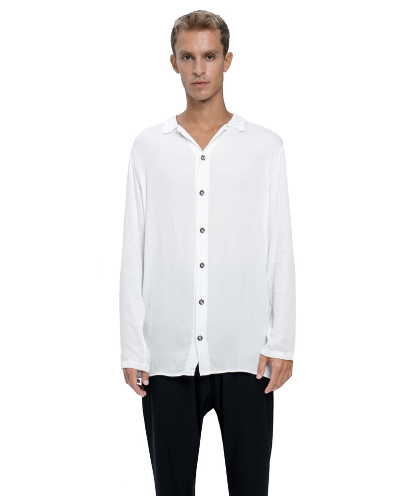 Sateen Long sleeve shirt in white - DESU clothing