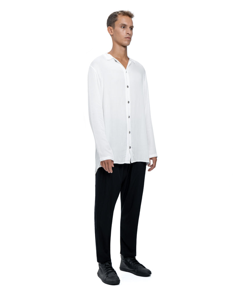 Sateen Long sleeve shirt in white - DESU clothing