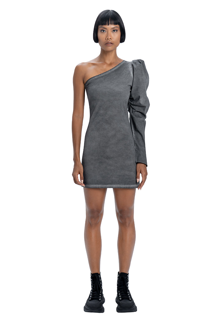 One shoulder dress in grey - DESU clothing