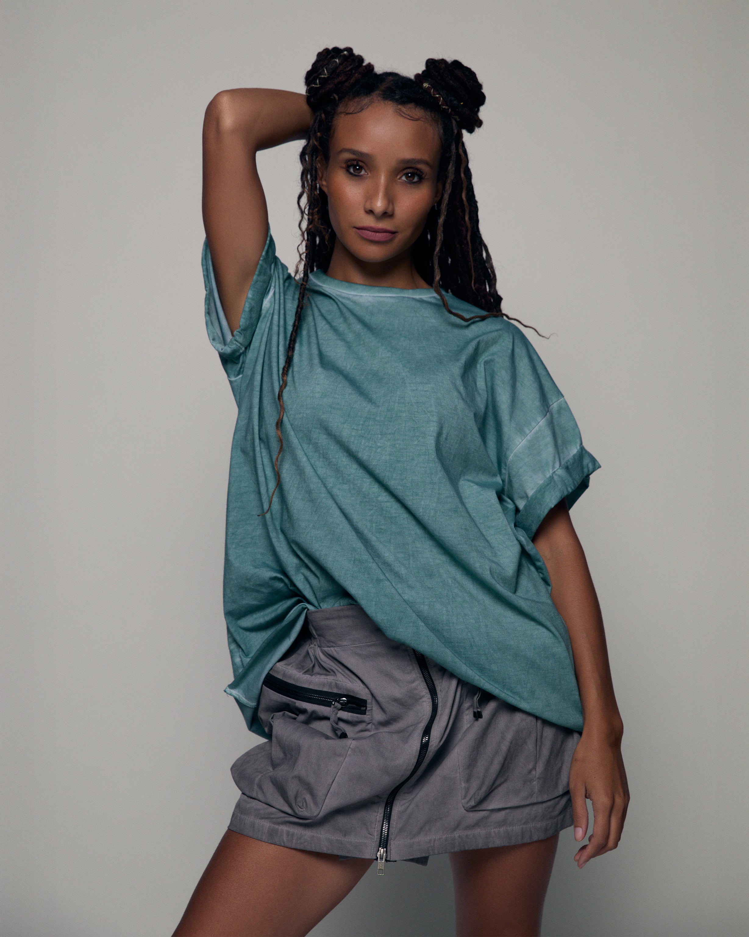 Rhinestone T-shirt in turquoise