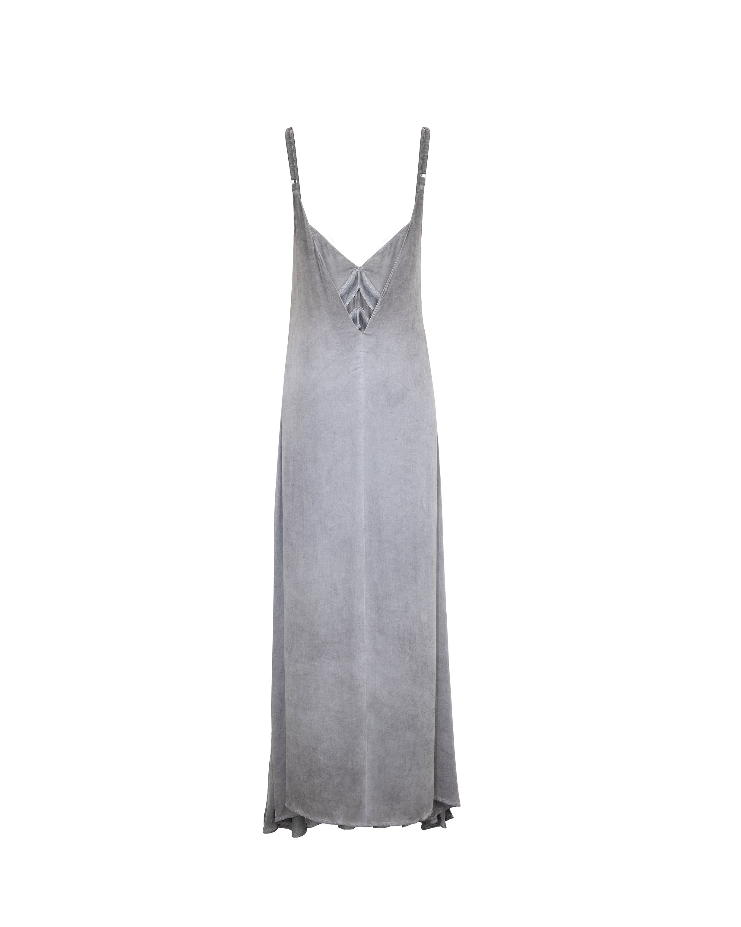 Maxi dress front split in grey