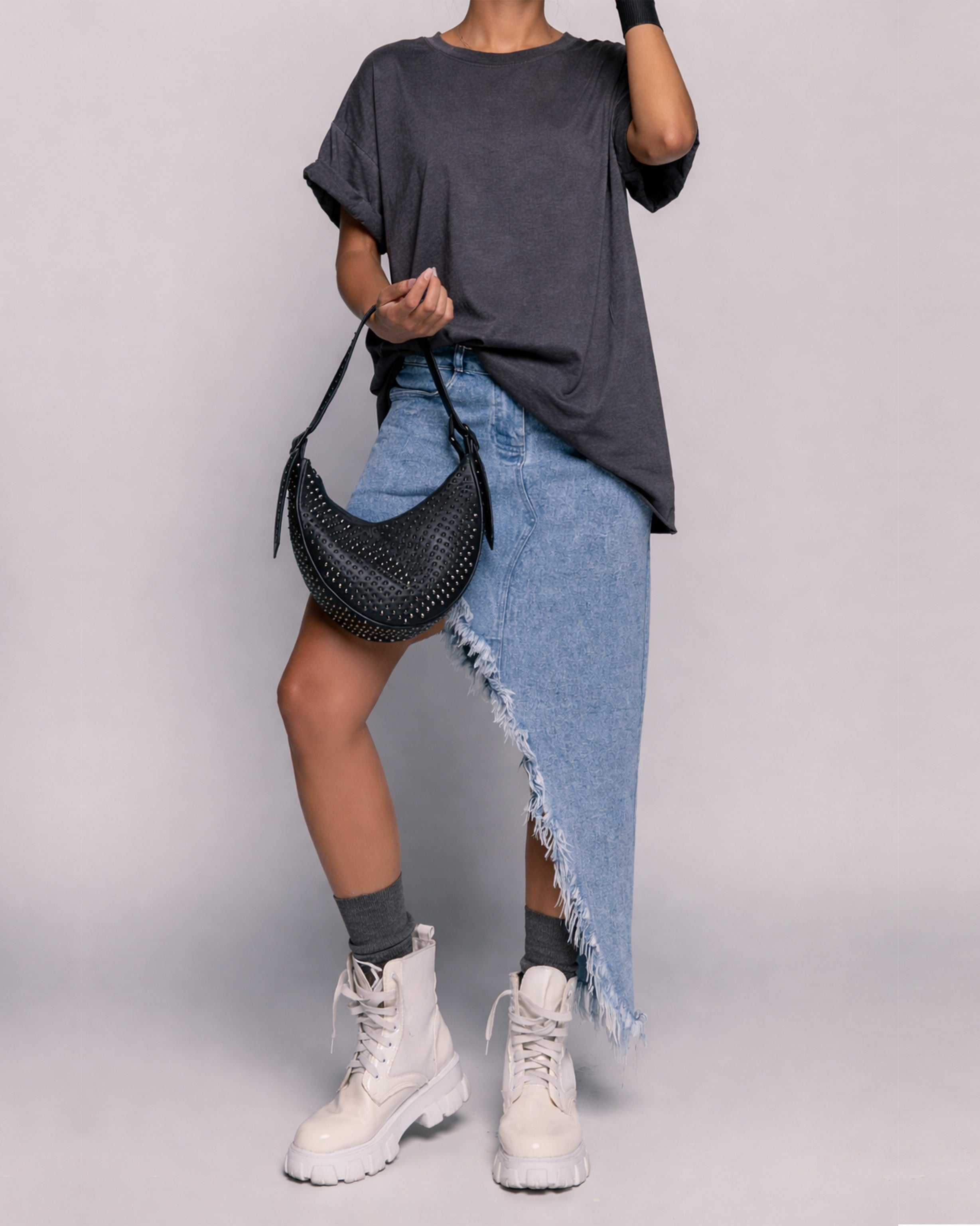 Jeans asymmetric skirt