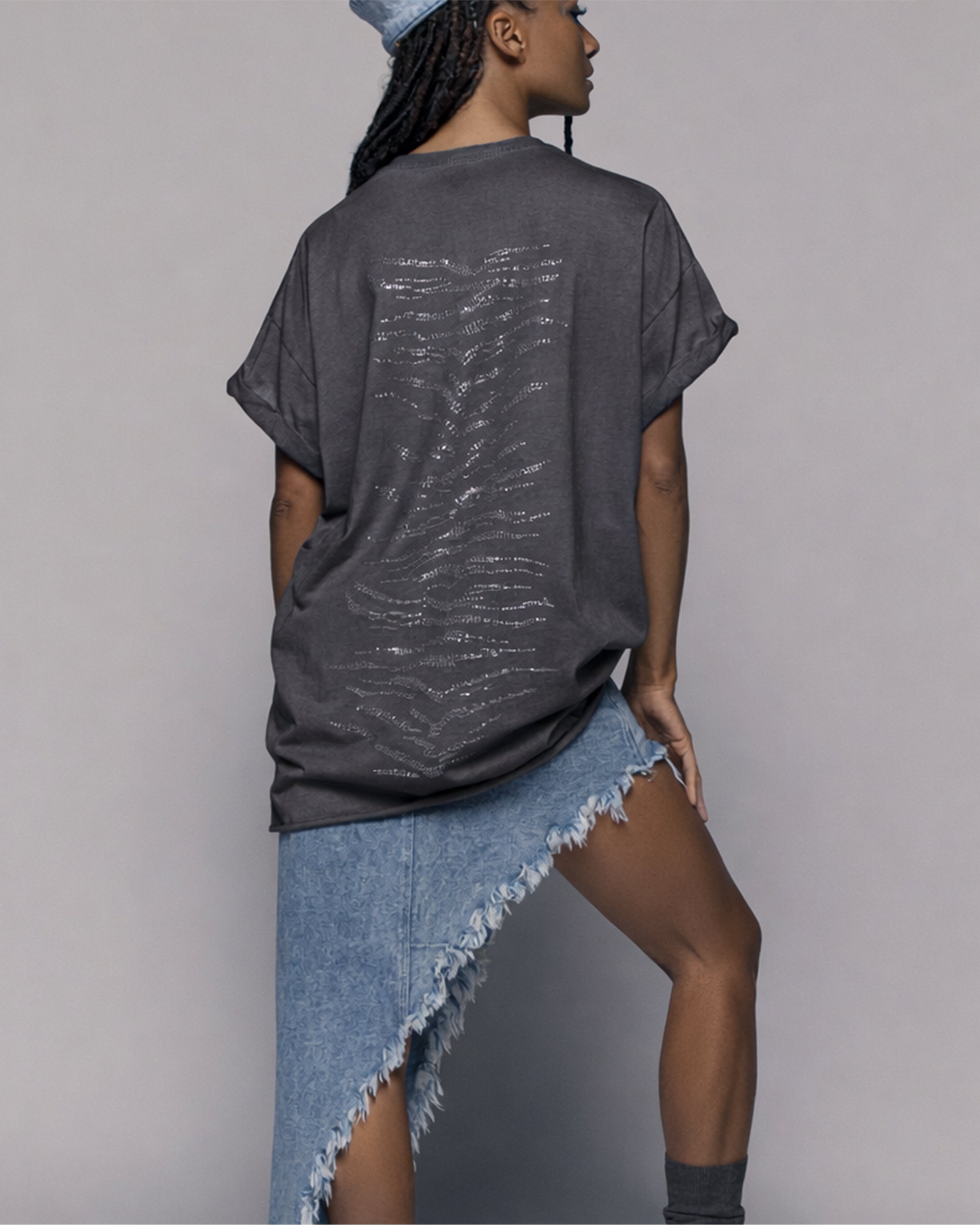Jeans asymmetric skirt