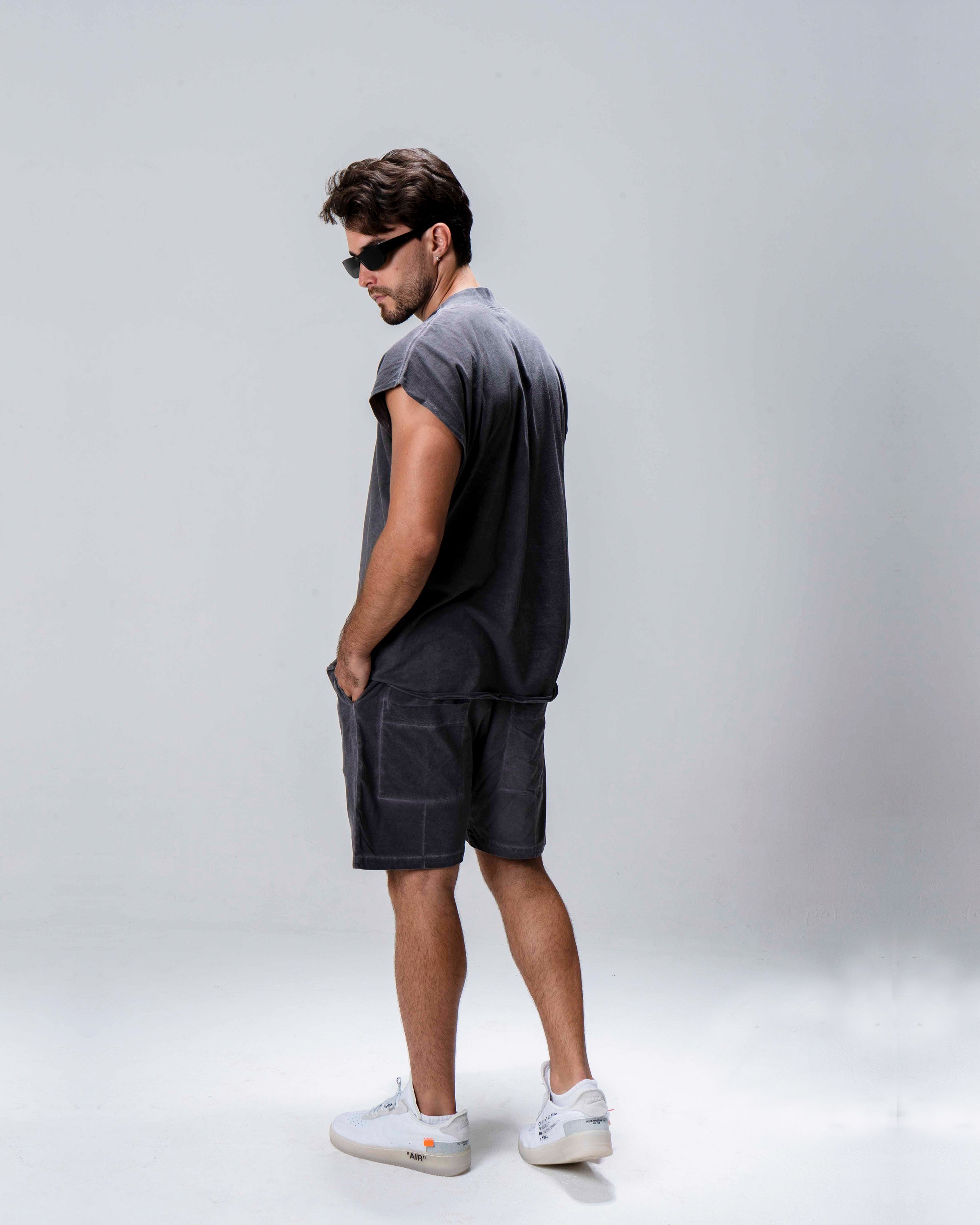 Boxer Shorts With White Drawstring In grey