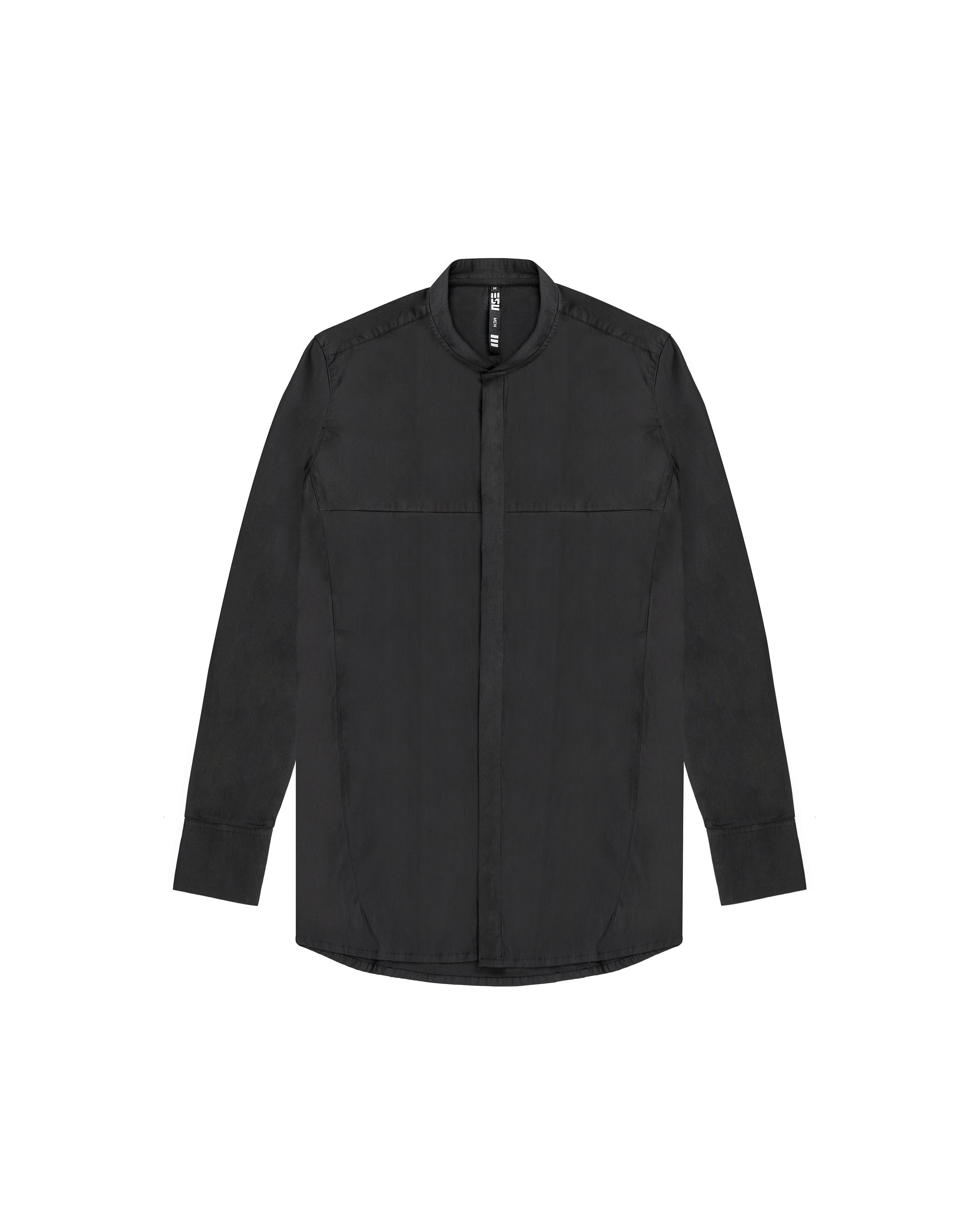 Stretchy cotton button up shirt in black