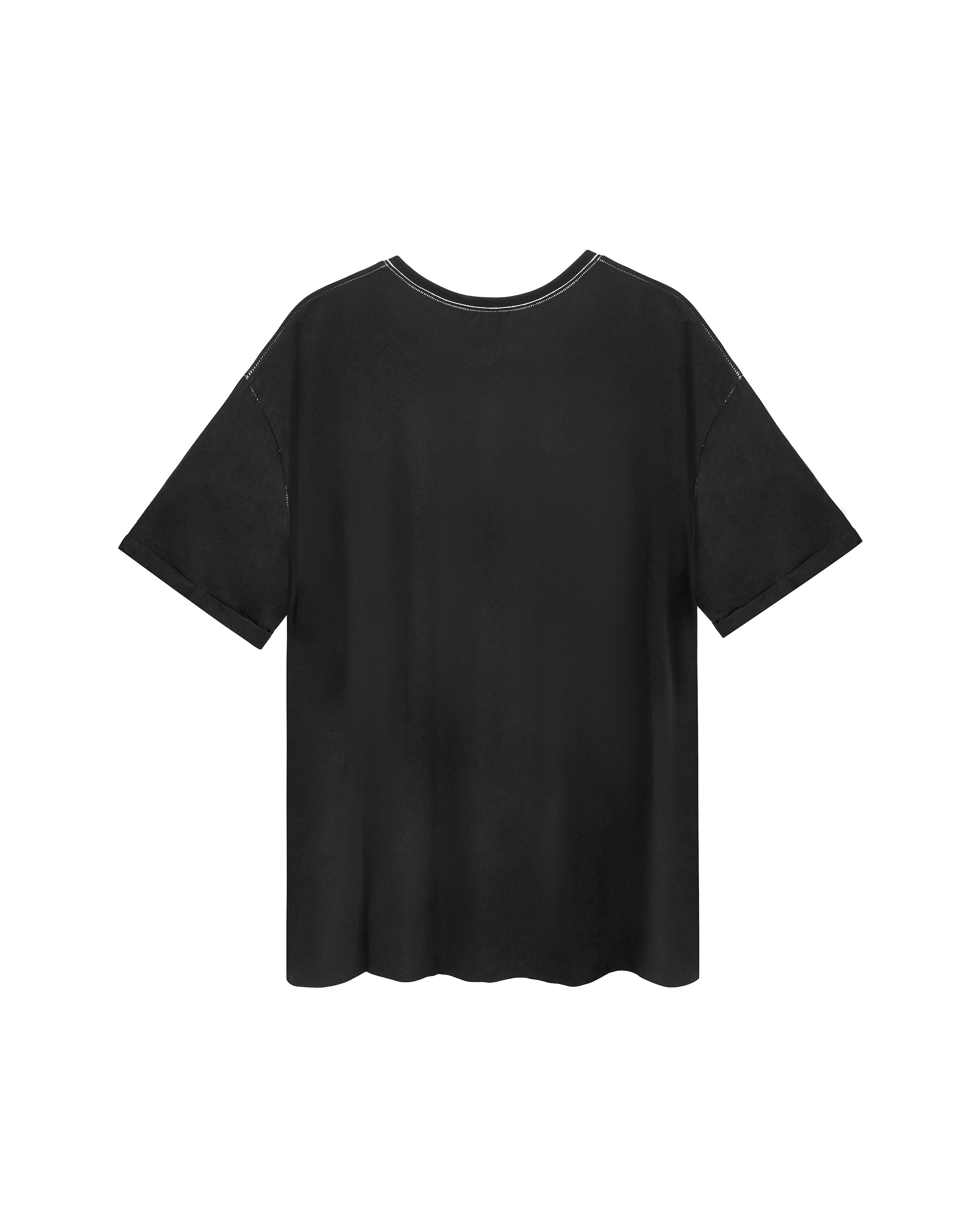 Oversize T-shirt white stitches in black