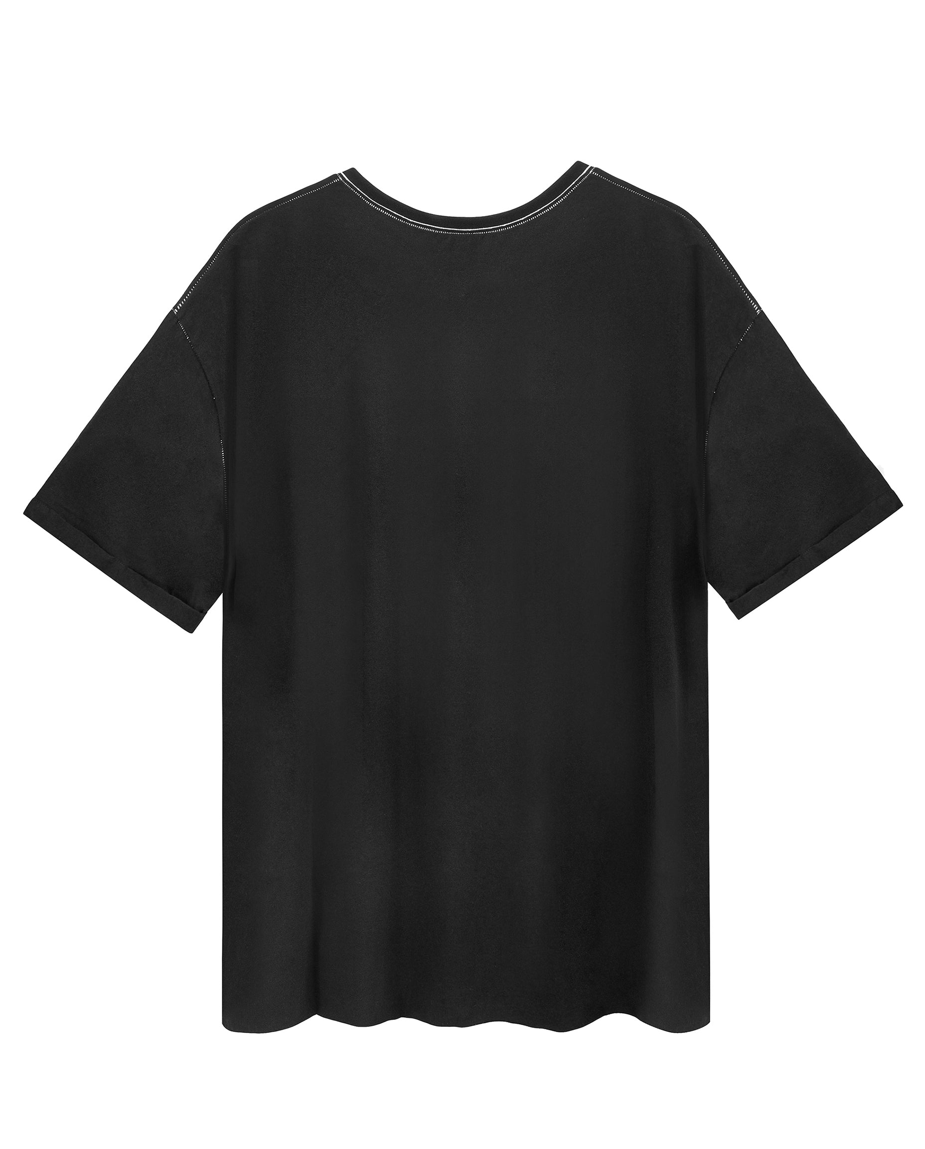 Oversize T-shirt white stitches in black