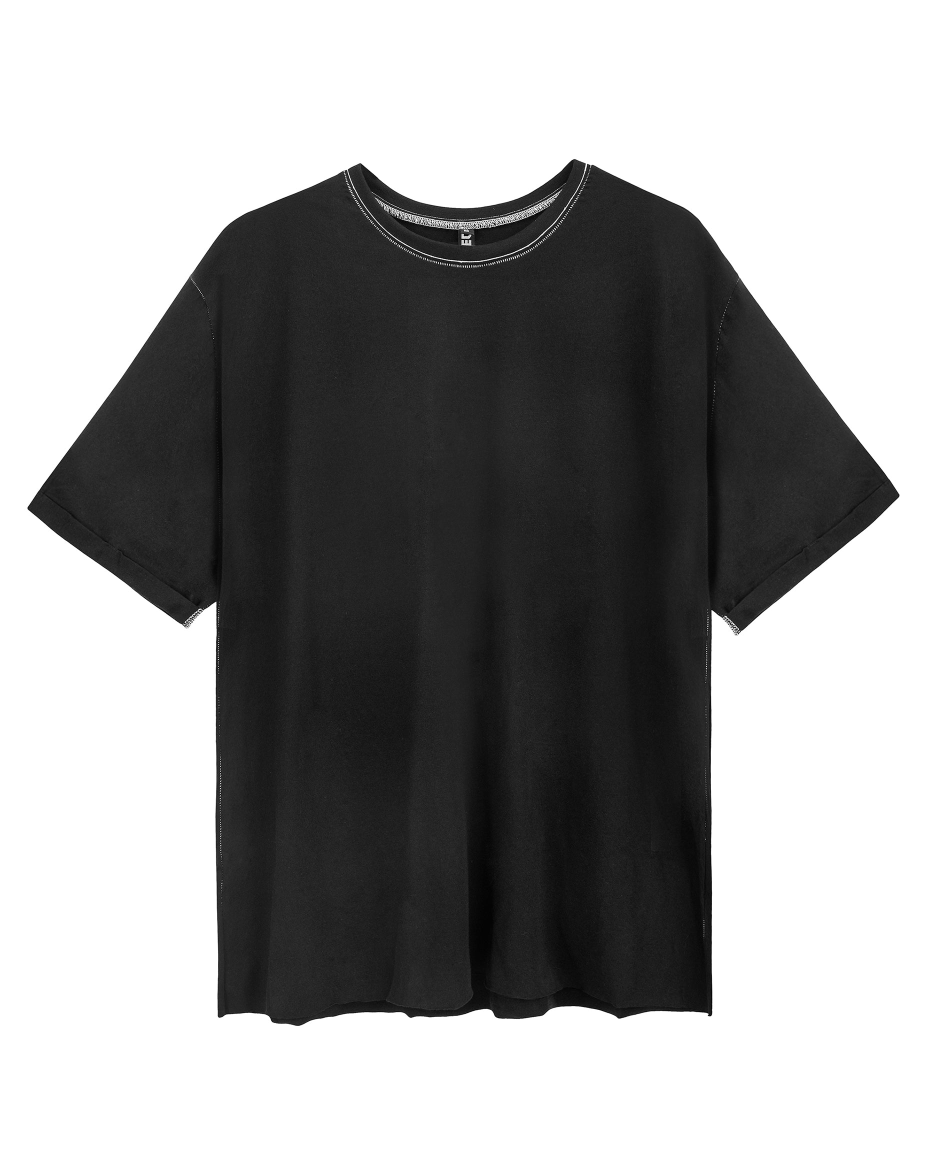 Oversize T-shirt white stitches in black