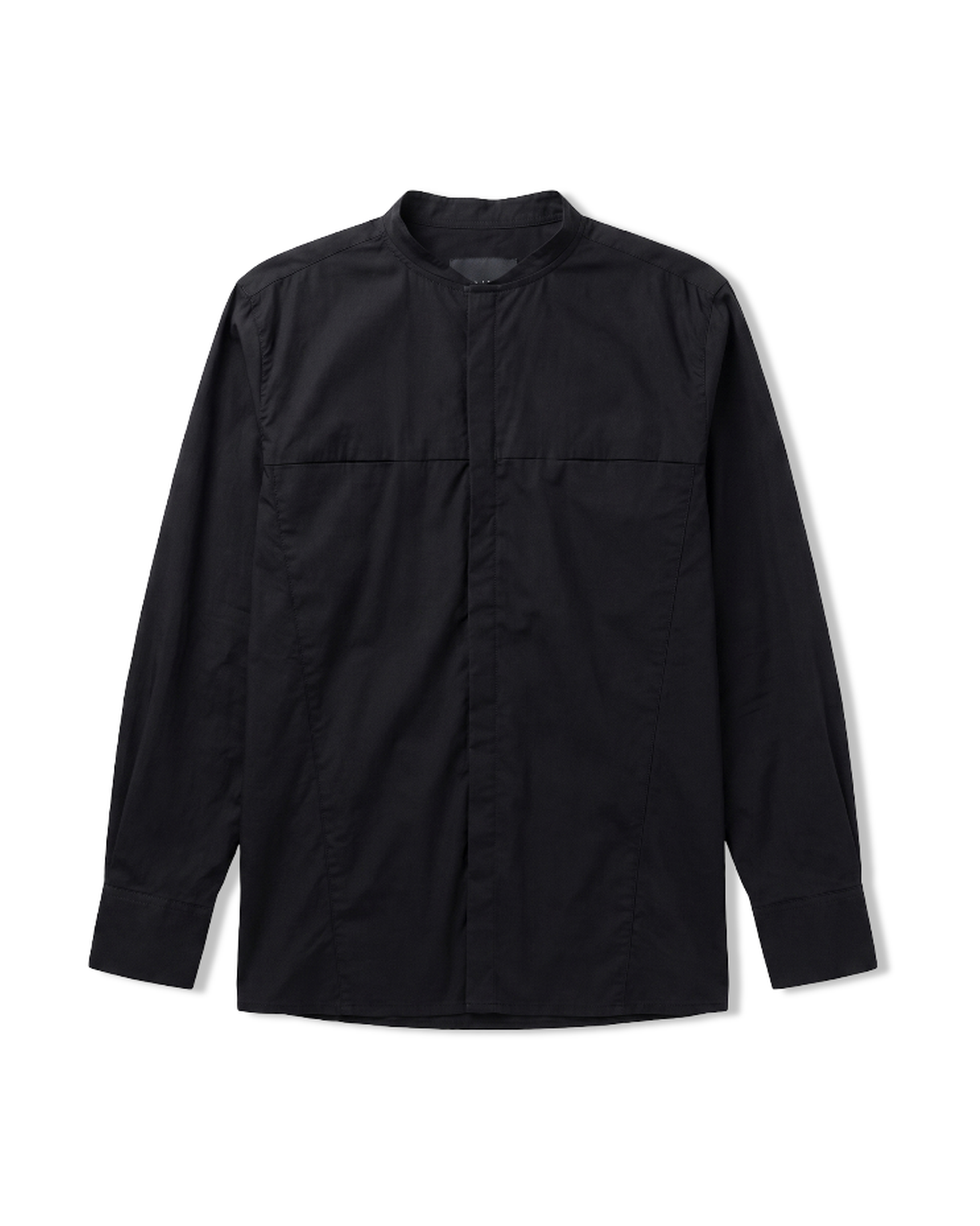 Stretch Cotton Button-Up Shirt in Black