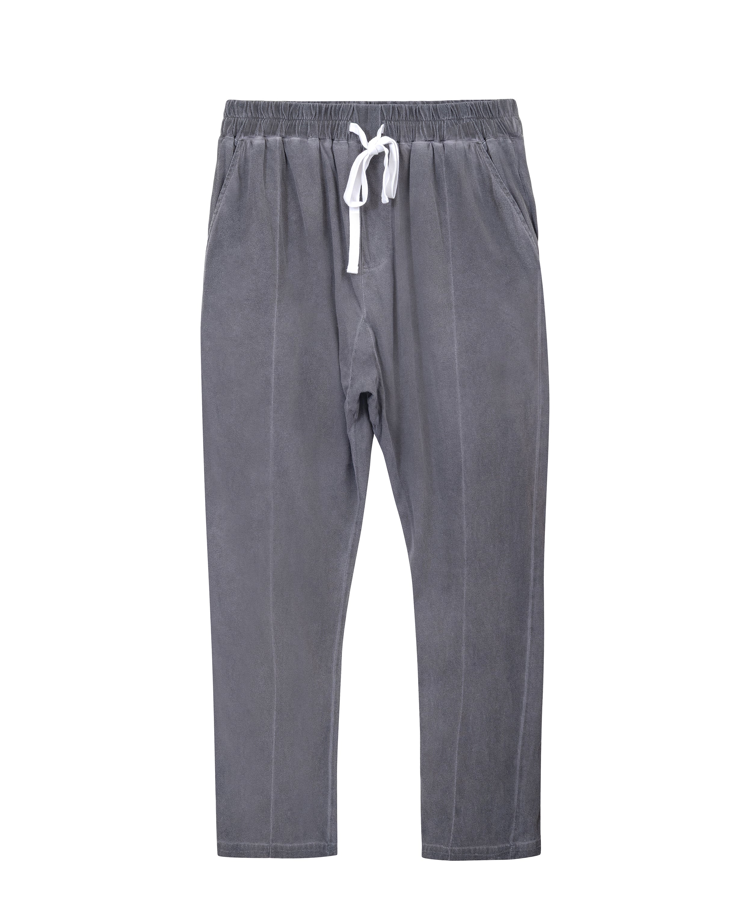 Pants With White Drawstring in Grey