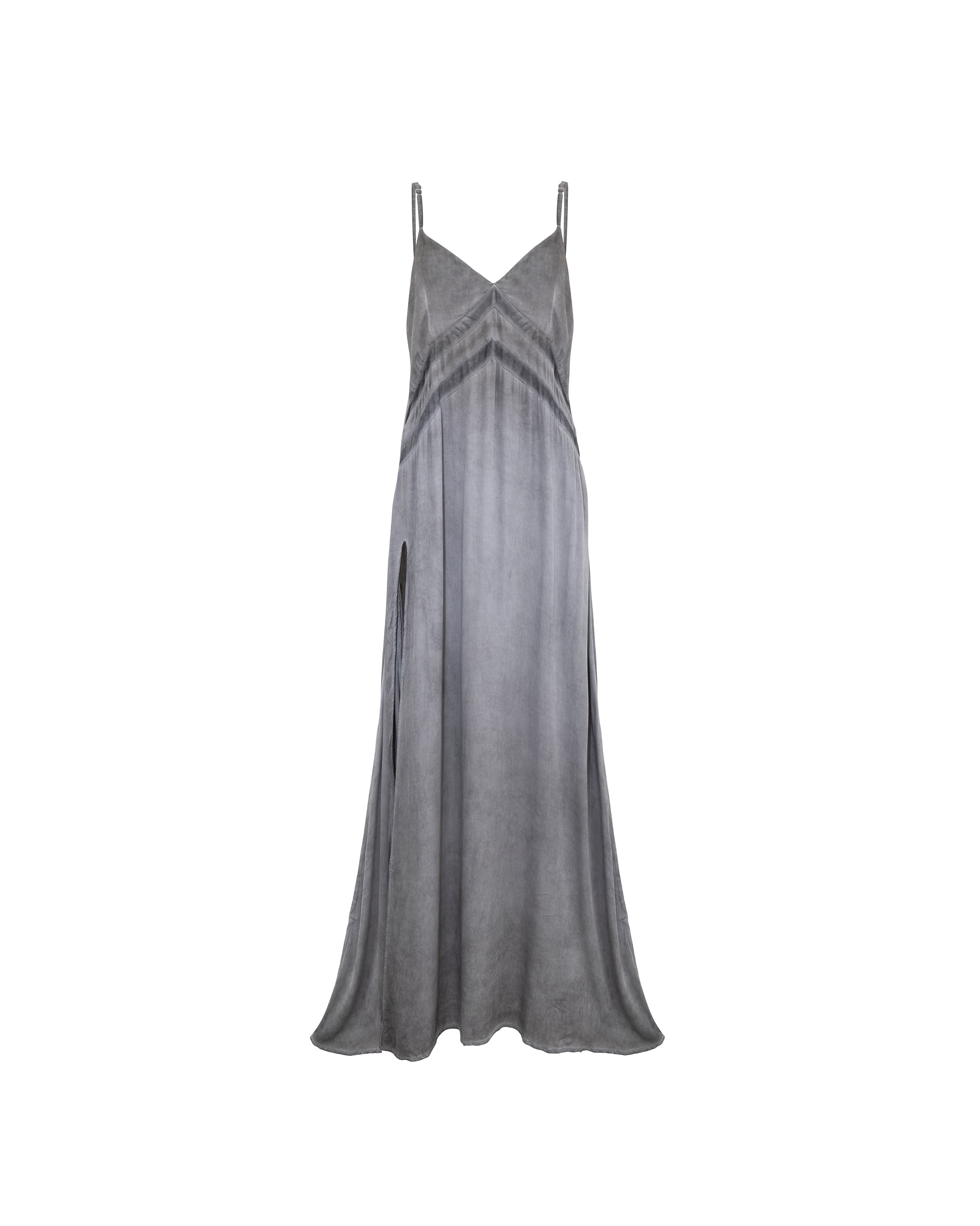 Maxi dress front split in grey